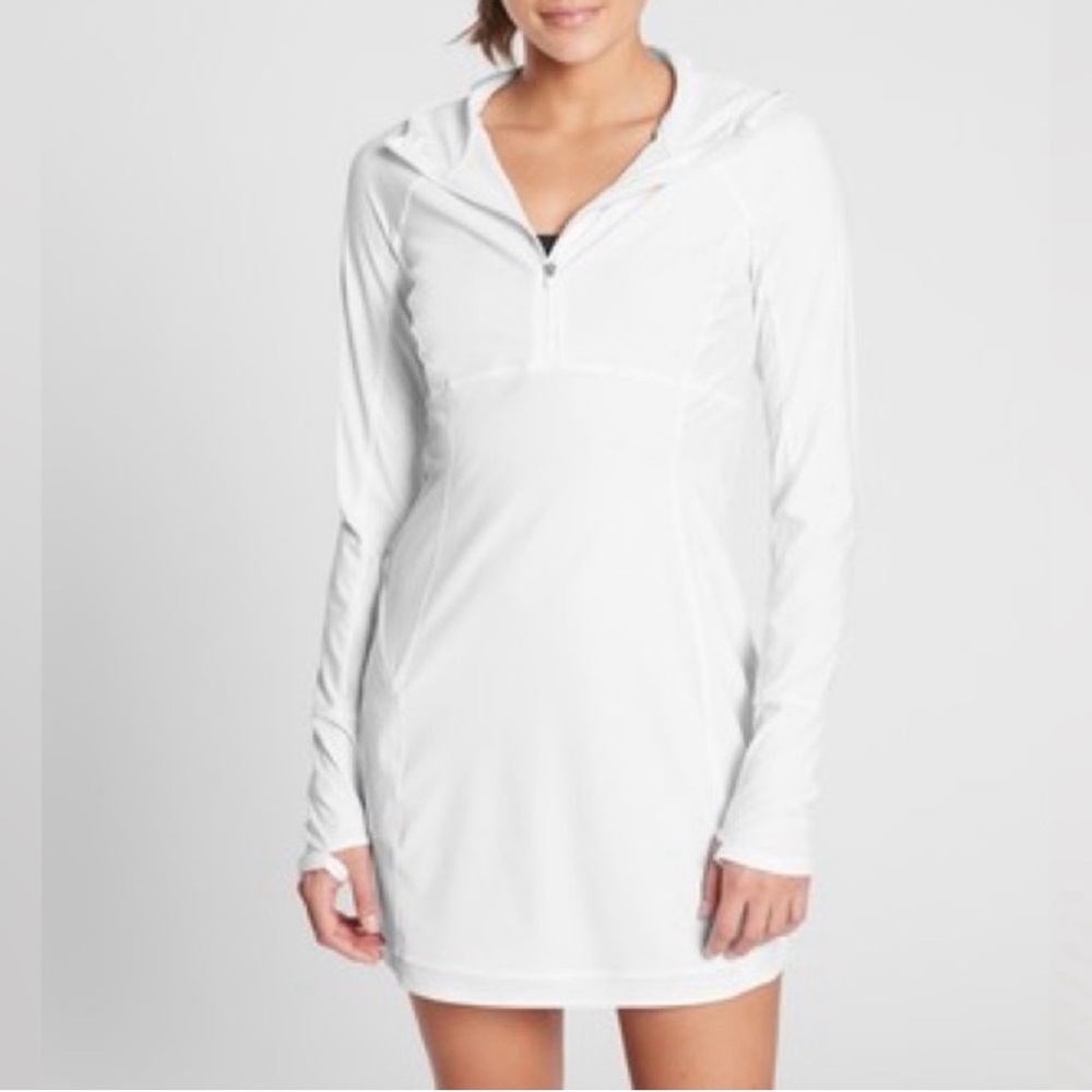 White Long Sleeve Hooded Dress